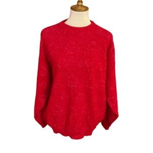 Vtg 80s oversized red sparkly sweater